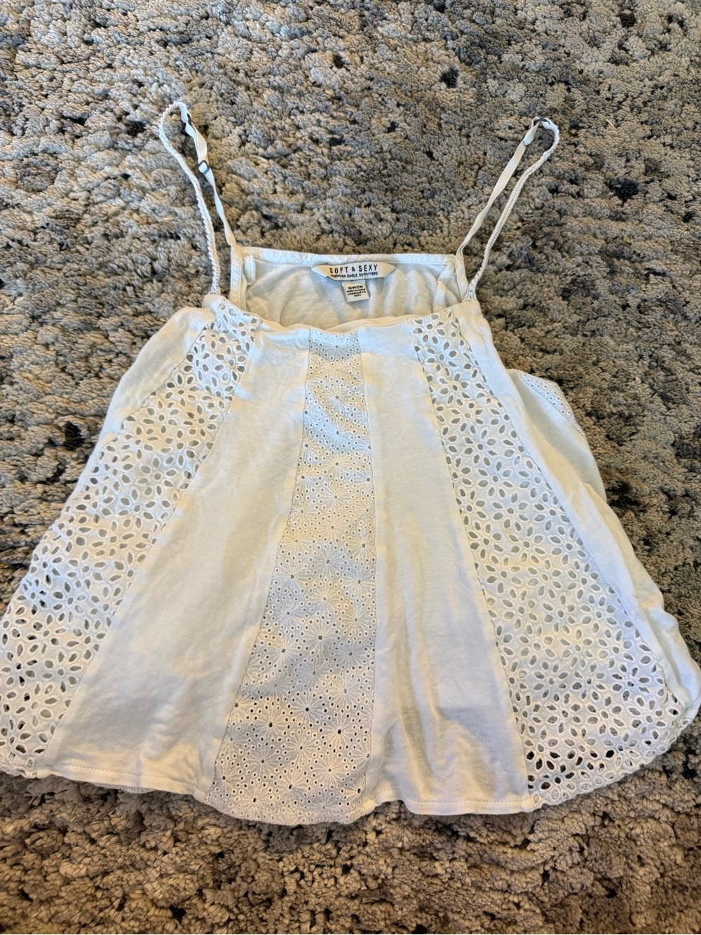 American Eagle Outfitters White Eyelet Spaghetti Strap Camisole